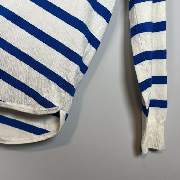 Marled Ivory Drop Shoulder sweater blue white stripes. XS NWT sailor anchor - Picture 3 of 8